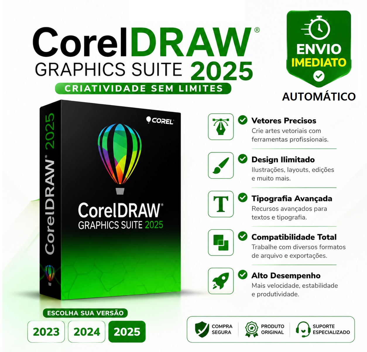 CorelDraw Graphics Suite - V.26 (LICENÇA VITALÍCIA / WINDOWS)